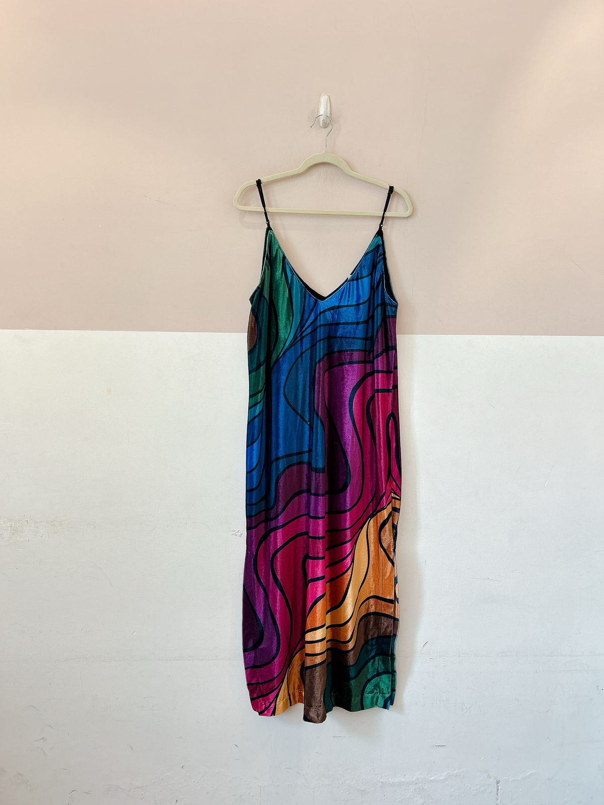Vestido midi veludo onda Farm M